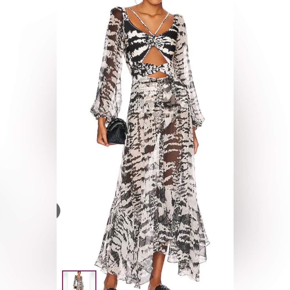 NWT PATBO Alessandra Ambrosio Printed Cutout Dress in Black & White size S